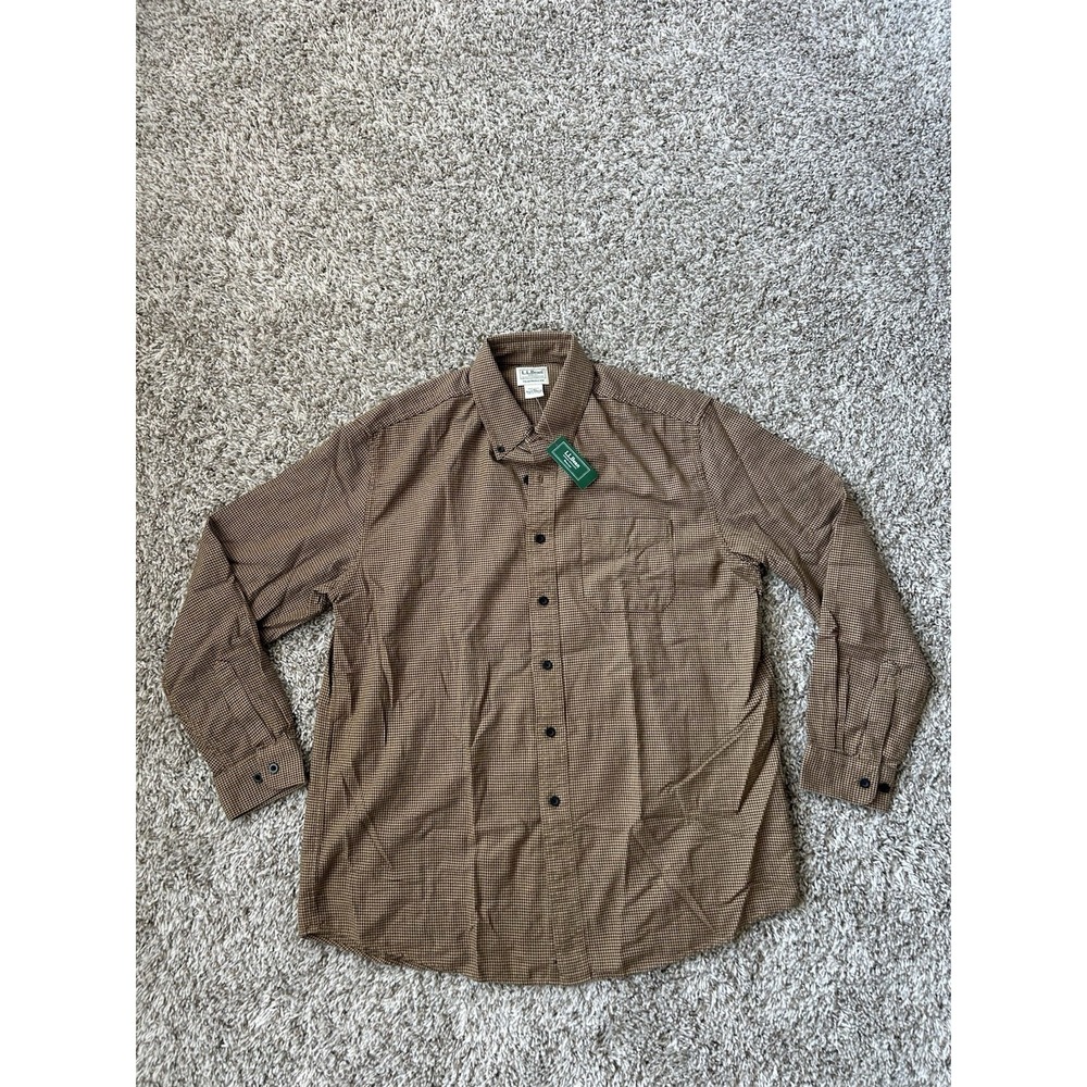 LL Bean Wicked Good Flannel Shirt Men's Large Regular Barley Traditional Fit NWT